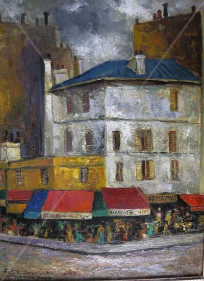 mercado  Rue d'Abesses (París) Oil Canvas Landscaping