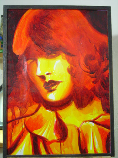 mujer roja Acrílico Lienzo Retrato