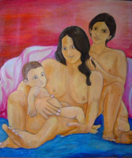 MATERNIDAD 1 Oil Textile Nude Paintings