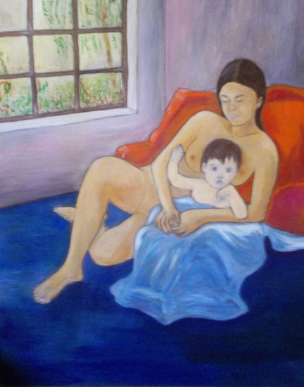 MATERNIDAD 2 Óleo Tela Desnudos