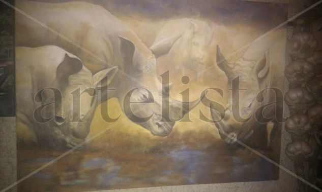 Rinocerontes Oil Canvas Animals