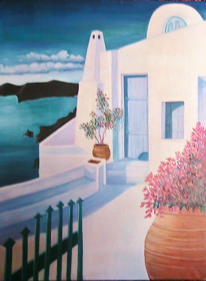 santorini Oil Canvas Landscaping