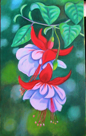 fucsias Oil Canvas Floral Painting