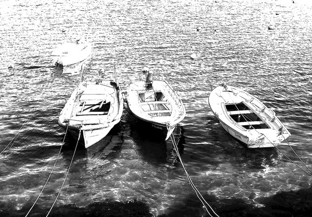 Barcas Naturaleza Blanco y Negro (Digital)