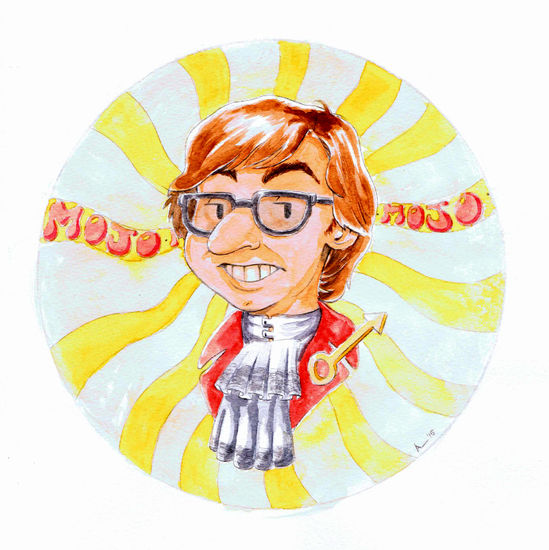 Austin Powers Acuarela Papel Figura