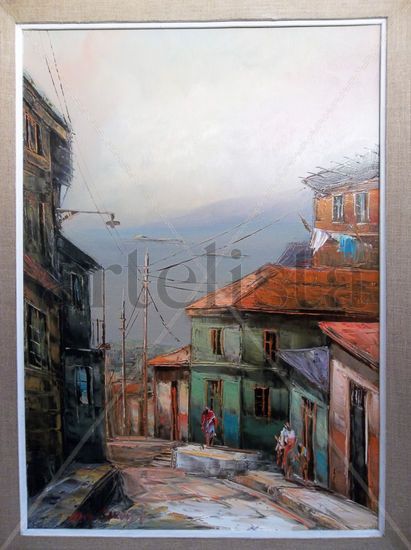 Bajada de Valparaíso Oil Canvas Landscaping