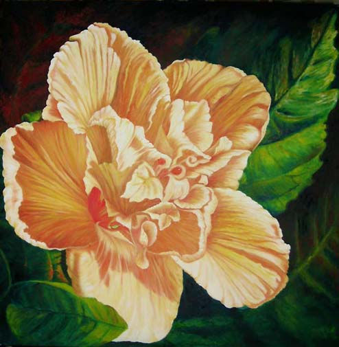 "ROSA CHINA" Oil Canvas Floral Painting