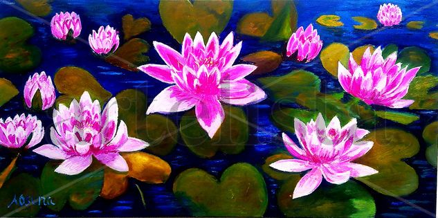 NENUFARES II Oil Canvas Floral Painting