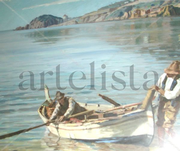 PESCADOR AMB BARCA. SANT FELIU GUIXOLS