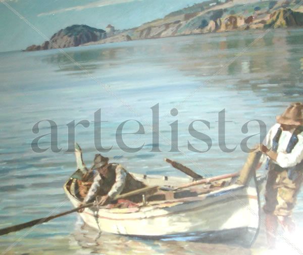 PESCADOR AMB BARCA. SANT FELIU GUIXOLS Oil Others Marine Painting