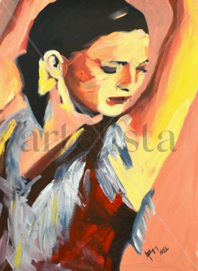 Bailarina Oil Card Figure Painting