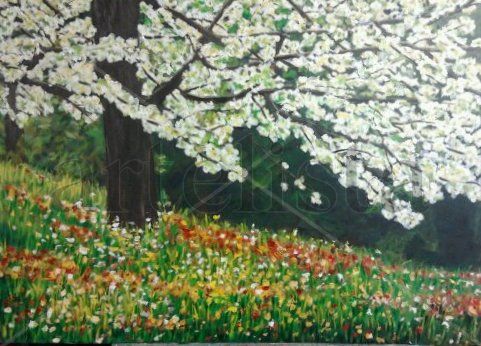 Almendro en flor Oil Canvas Landscaping