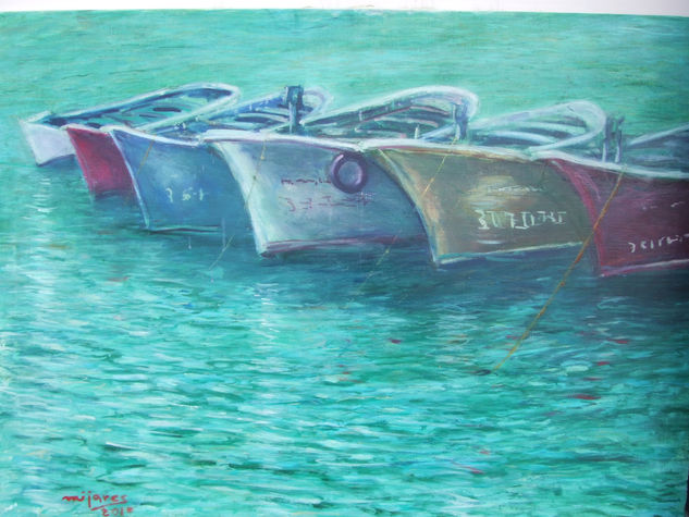 lanchas 2 Oil Canvas Marine Painting