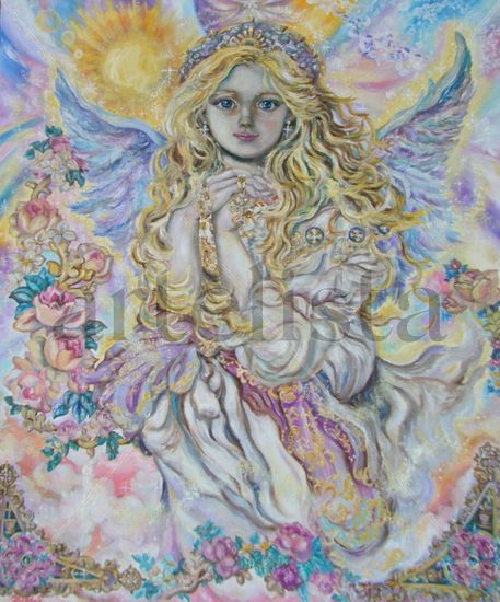 Yumi Sugai.Archangel Raphael.poster. Oil Canvas Figure Painting