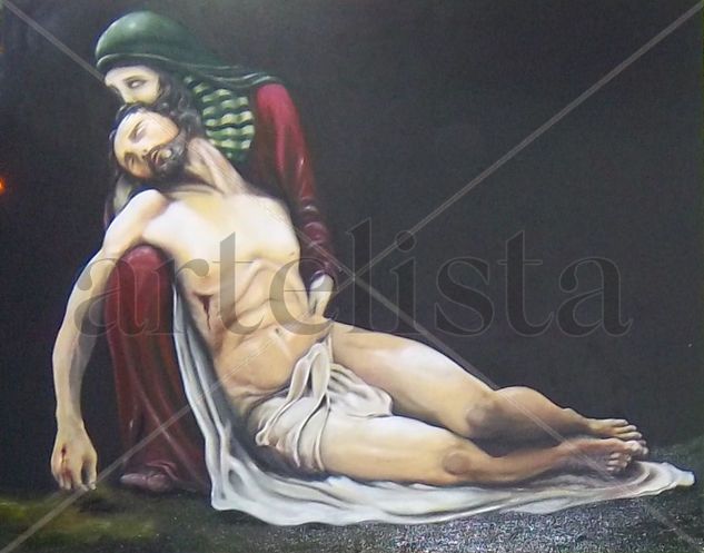 LA PIEDAD DE SERGIO ZUBARAN Oil Panel Figure Painting