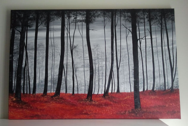 bosque rojo Oil Canvas Landscaping