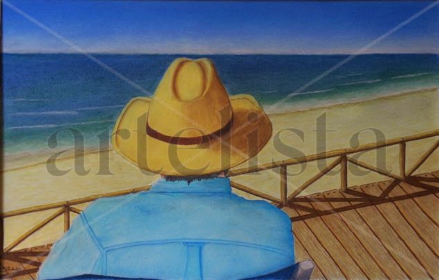 Mirando al mar Pastel Card Marine Painting