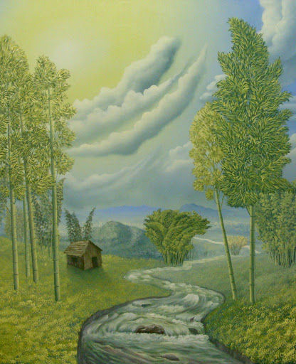 La expresion del Bambu Oil Canvas Landscaping