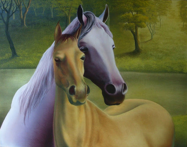 Pareja de Caballos Oil Canvas Landscaping