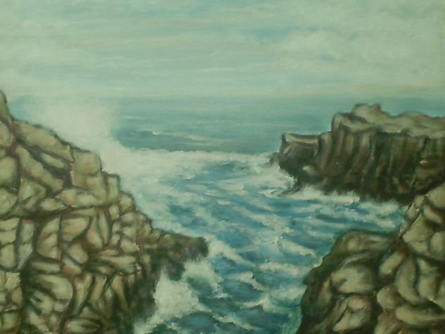 rocas, (hector montecinos,  playa de los gringos, constitución, chile).- Acrylic Canvas Marine Painting