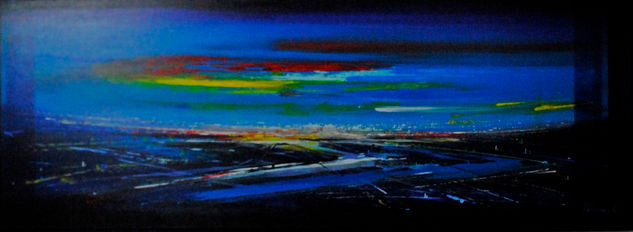 Reflejos de Ciudad Media Mixta Lienzo Paisaje