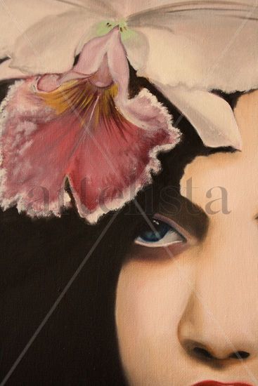 Demoiselle à la Catleya Oil Canvas Portrait