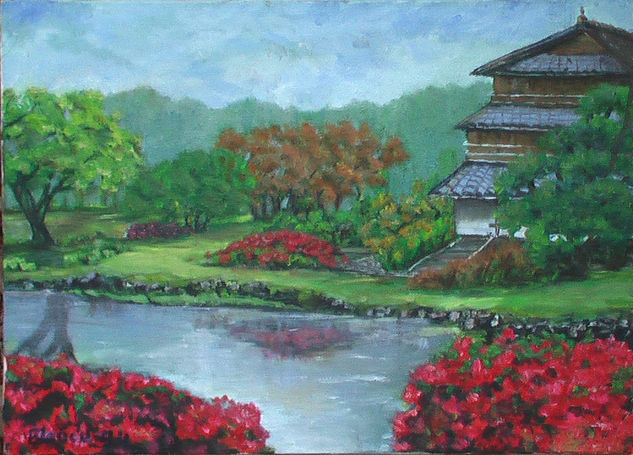 En un parque japones Oil Canvas Landscaping