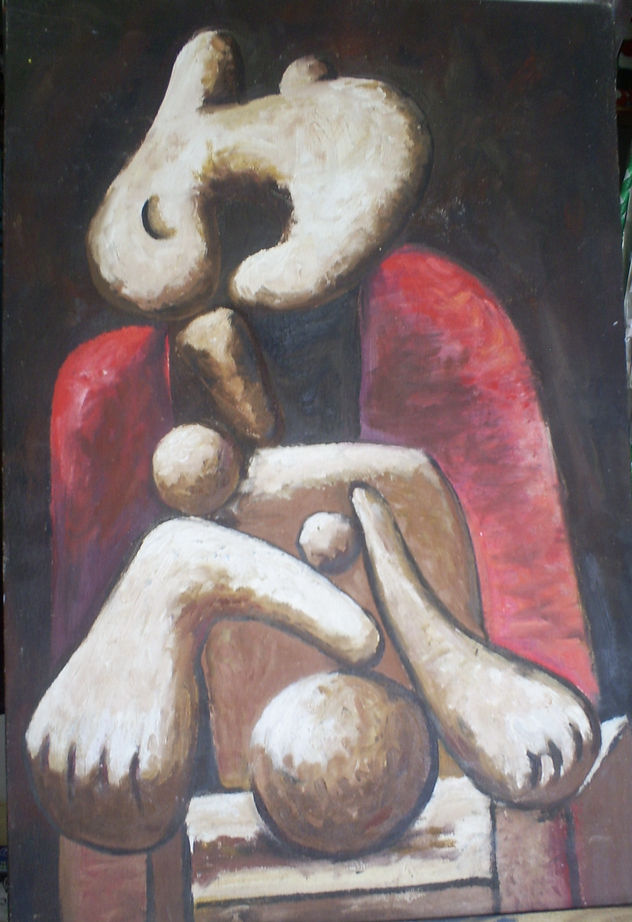 mujer sobre silon rojo