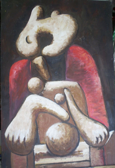 mujer sobre silon rojo Oil Canvas Still Life Paintings