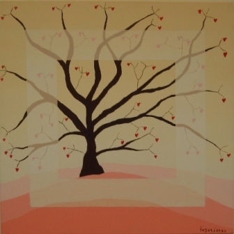 ARBOL CON CORAZONES Acrylic Canvas Landscaping