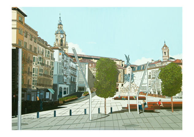 Plaza de la Virgen Blanca Acrylic Canvas Landscaping