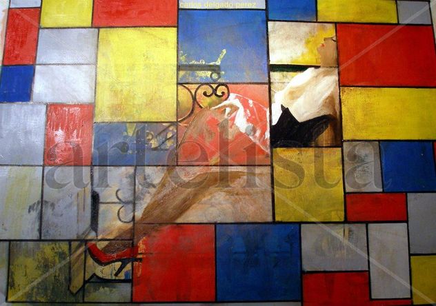 Descubriendo mujer en esquema mondrian PAGA Y SEÑAL