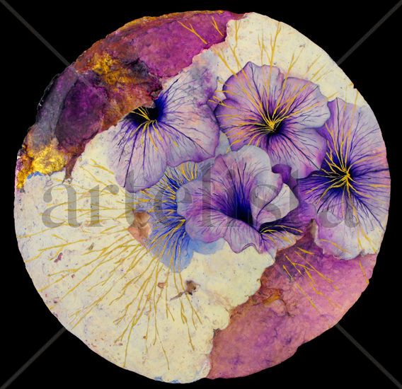 Petunias moradas Oil Others Floral Painting