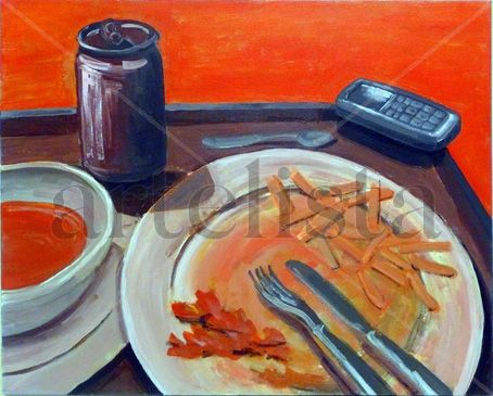 COMIDA DE TRABAJO Acrylic Canvas Still Life Paintings