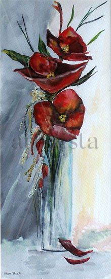 Jarron con flores Watercolour Card Floral Painting