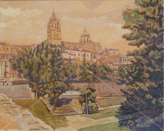 Catedral desde el puente romano. Oil Canvas Landscaping