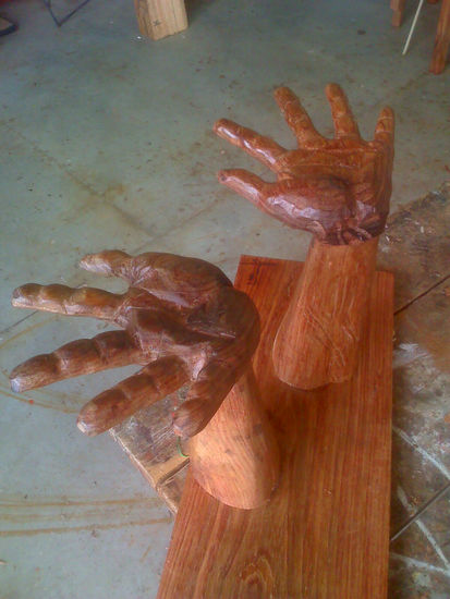 two hands for god Wood Figurative