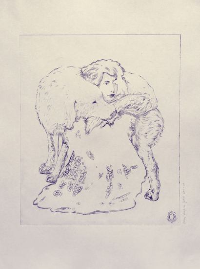 girlwithdogline Monoprint