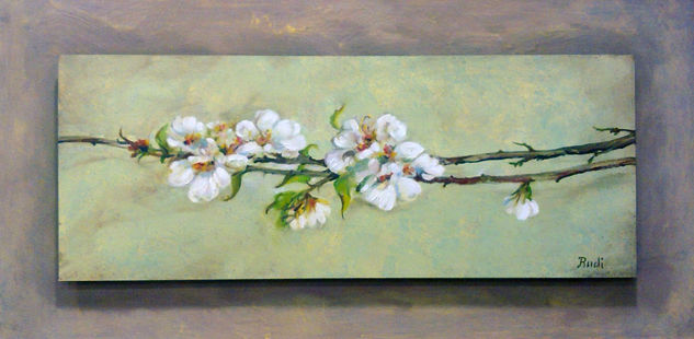 RAMA EN FLOR Oil Panel Floral Painting