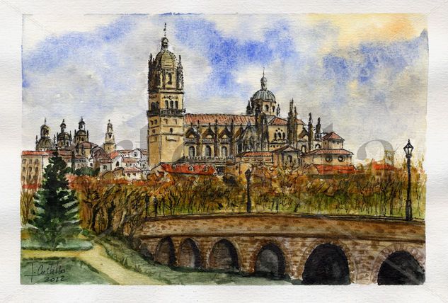 Catedral de Salamanca Acuarela Papel Paisaje