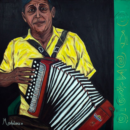 El Acordionista Acrylic Canvas Portrait