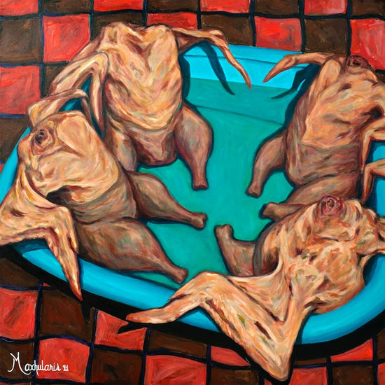 El Baño De Los Pollos Acrylic Canvas Nude Paintings