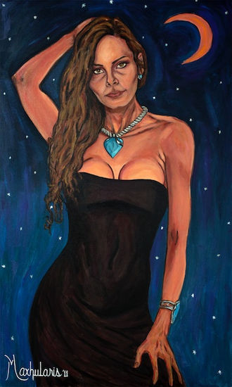 Mirada Nocturna Acrylic Canvas Portrait