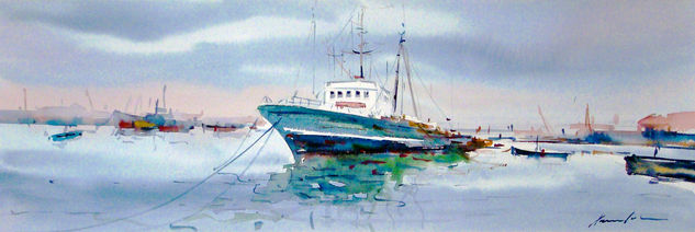 Esperando para zarpar Watercolour Paper Marine Painting