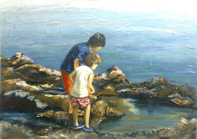 RUBEN Y JAIRO Oil Panel Marine Painting