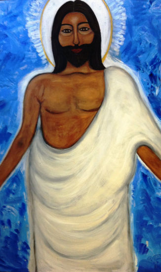 JESUS ASCENDIDO Acrylic Canvas Portrait