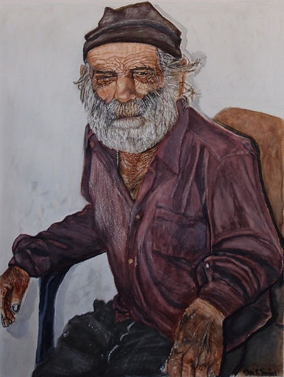 juan tristeza soledad Watercolour Paper Portrait