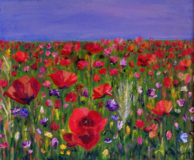 Campo de amapolas Oil Canvas Landscaping