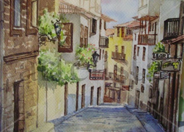 Calle delnorte de España Acuarela Papel Paisaje