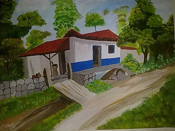 Casitas Acrílico Papel Paisaje